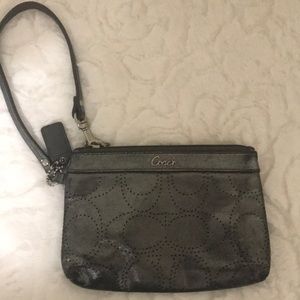 Coach Pewter Monogram wristlet